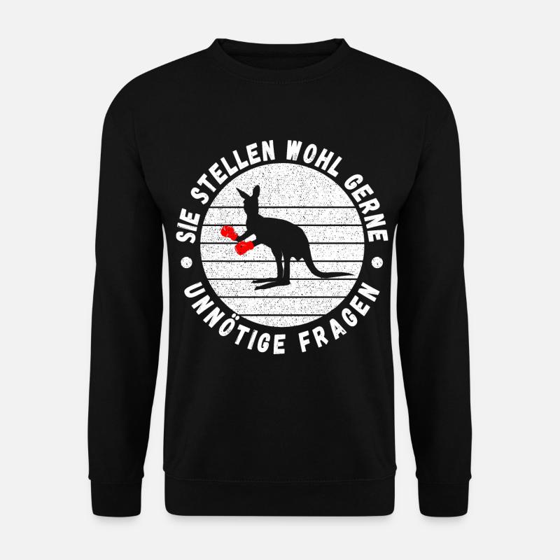 Känguruh Sie stellen wohl gerne unnötige Fragen - Unisex Pullover - Schwarz