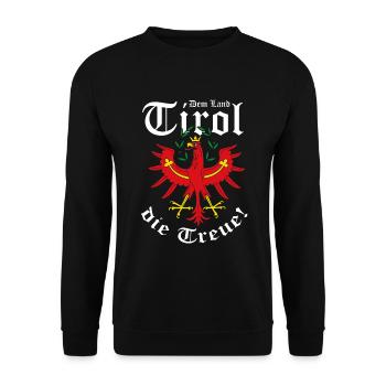 Dem Land Tirol die Treue Tiroler Adler Spruch - Unisex Pullover - Schwarz - Vorne - Alina (178cm) & Michal (187cm)