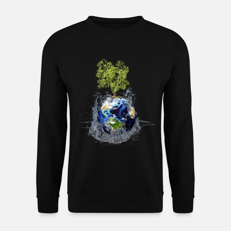 Weltkugel mit Baum und Wasserspritzer - Unisex Pullover - Schwarz