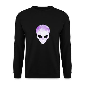 Alien Gesicht UFO Weltall Space geschenk - Unisex Pullover - Schwarz - Vorne - Alina (178cm) & Michal (187cm)