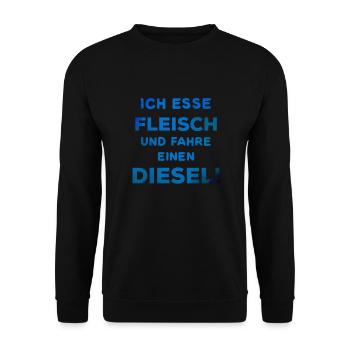 Dieselfahrverbot Spruch Diesel politik vegetarier - Unisex Pullover - Schwarz - Vorne - Alina (178cm) & Michal (187cm)