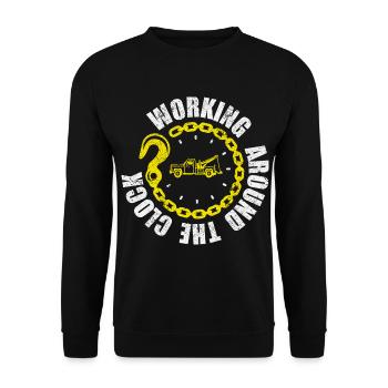 Abschleppwagen Abschleppdienst Abschlepper - Unisex Pullover - Schwarz - Vorne - Alina (178cm) & Michal (187cm)