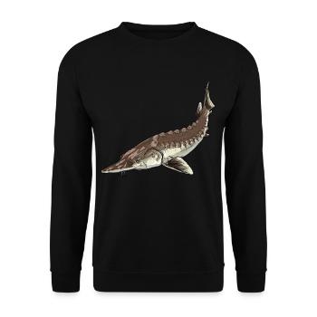 Sturgeon Stör illustriert - Unisex Pullover - Schwarz - Vorne - Alina (178cm) & Michal (187cm)