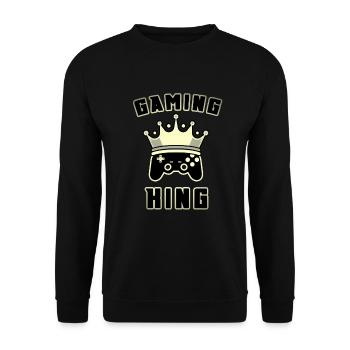 Gaming King Gamepad Joypad Gamer Krone - Unisex Pullover - Schwarz - Vorne - Alina (178cm) & Michal (187cm)