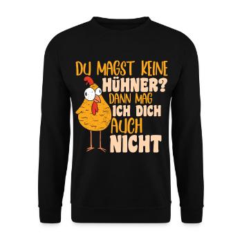 Hühnerflüsterer Huhn Hühnerhalter Hühner - Unisex Pullover - Schwarz - Vorne - Alina (178cm) & Michal (187cm)
