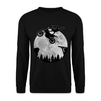 MX Motocross & Dirt Bike Moon Jump Geschenkidee - Unisex Pullover - Schwarz - Vorne - Alina (178cm) & Michal (187cm)