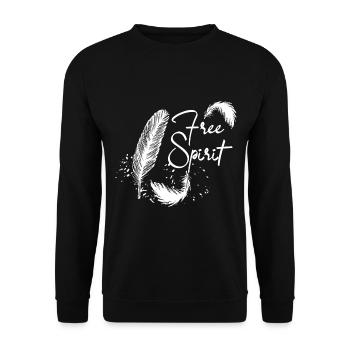 Free Spirit - Feather - Feder - Unisex Pullover - Schwarz - Vorne - Alina (178cm) & Michal (187cm)