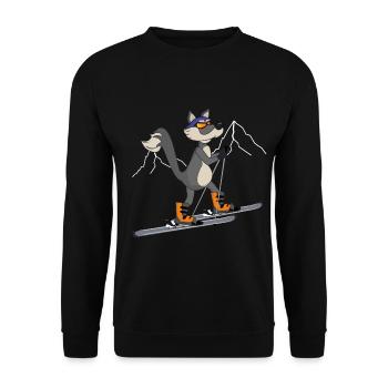 Skitour Ski Wolf - Unisex Pullover - Schwarz - Vorne - Alina (178cm) & Michal (187cm)
