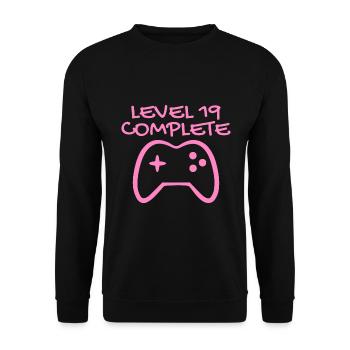 19th Birthday - Gamer 19 - 19 Years Gift - Unisex Sweatshirt - black - Front - Alina (178cm) & Michal (187cm)