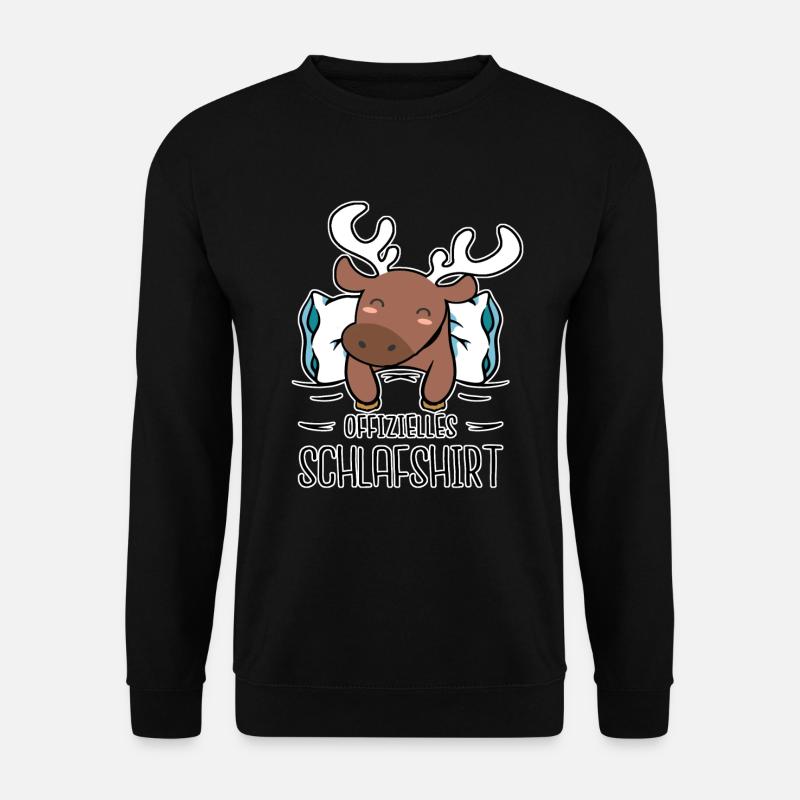 Offizielles Schlafshirt Elch Pyjama Schlafanzug - Unisex Pullover - Schwarz