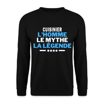 CUISINIER l homme le mythe la légende humour - Sweat-shirt Unisexe - noir - Devant - Alina (178cm) & Michal (187cm)