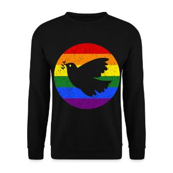 Peace Flagge Friedenstaube - Unisex Pullover - Schwarz - Vorne - Alina (178cm) & Michal (187cm)