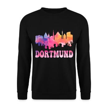 Dortmund Allemagne City Skyline Splash Coloré - Sweat-shirt Unisexe - noir - Devant - Alina (178cm) & Michal (187cm)