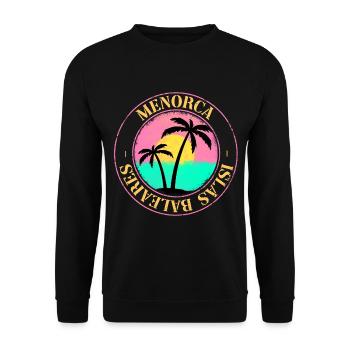 Menorca Sommer Sonne Strand Meer Palmen Party - Unisex Pullover - Schwarz - Vorne - Alina (178cm) & Michal (187cm)