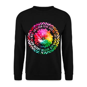 Wer anderen eine Blume sät, blüht selber auf! - Unisex Pullover - Schwarz - Vorne - Alina (178cm) & Michal (187cm)