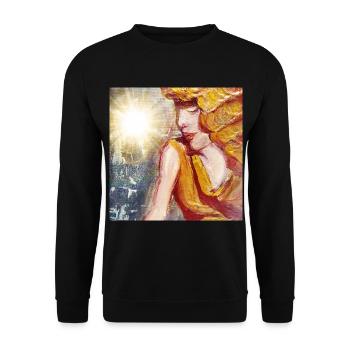 Frau in der Sonne - Unisex Pullover - Schwarz - Vorne - Alina (178cm) & Michal (187cm)