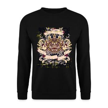 A Beautiful and Funny Bali Demon Design - Unisex Sweatshirt - black - Front - Alina (178cm) & Michal (187cm)