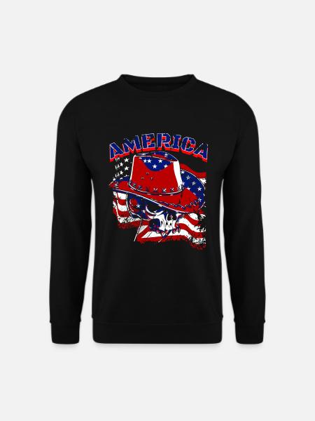 Ein Schöner Cowboy Schädel mit US Flaggen Design - Unisex Pullover - Schwarz