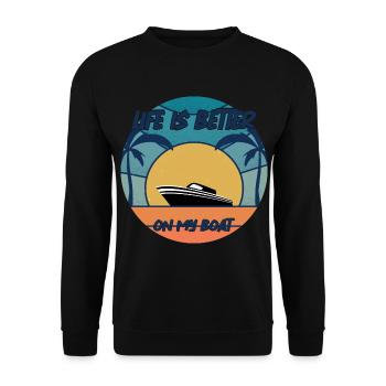 Boat Captain Gift Ship Boat Owner Captain - Unisex Sweatshirt - black - Front - Alina (178cm) & Michal (187cm)