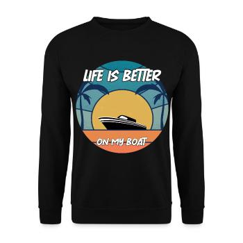 Boat Captain Gift Ship Boat Owner Captain - Unisex Sweatshirt - black - Front - Alina (178cm) & Michal (187cm)
