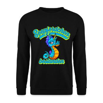 Seepferdchen Bestanden Frühschwimmer - Unisex Pullover - Schwarz - Vorne - Alina (178cm) & Michal (187cm)