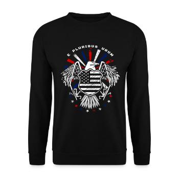 E Pluribus Unum with US flag and eagle - Unisex Sweatshirt - black - Front - Alina (178cm) & Michal (187cm)