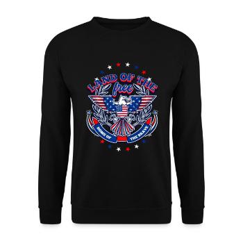 Land of the Free, Home Of The Brave & US Flag - Unisex Sweatshirt - black - Front - Alina (178cm) & Michal (187cm)