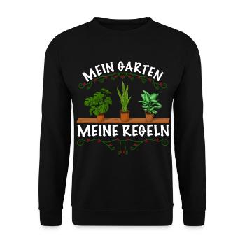 Mein Garten meine Regeln Garten - Unisex Pullover - Schwarz - Vorne - Alina (178cm) & Michal (187cm)