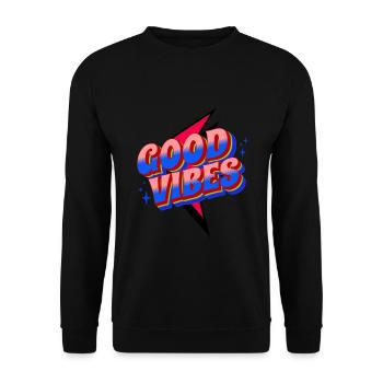 Gute Stimmung Retro Shirt - Unisex Pullover - Schwarz - Vorne - Alina (178cm) & Michal (187cm)