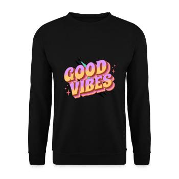 Gute Stimmung Retro Shirt - Unisex Pullover - Schwarz - Vorne - Alina (178cm) & Michal (187cm)