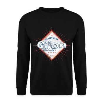 Gijon Espagne Ville Skyline Accueil Amour Vacances - Sweat-shirt Unisexe - noir - Devant - Alina (178cm) & Michal (187cm)
