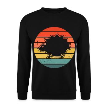 Hedgie Retro Sunset Hedgehog - Unisex Pullover - Schwarz - Vorne - Alina (178cm) & Michal (187cm)