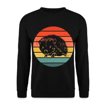 Hedgie Retro Sunset Hedgehog - Unisex Pullover - Schwarz - Vorne - Alina (178cm) & Michal (187cm)