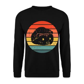 Hedgie Retro Sunset Hedgehog - Unisex Pullover - Schwarz - Vorne - Alina (178cm) & Michal (187cm)