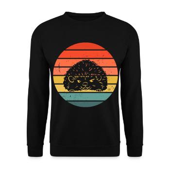 Hedgie Retro Sunset Hedgehog - Unisex Pullover - Schwarz - Vorne - Alina (178cm) & Michal (187cm)