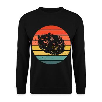 Hedgie Retro Sunset Hedgehog - Unisex Pullover - Schwarz - Vorne - Alina (178cm) & Michal (187cm)