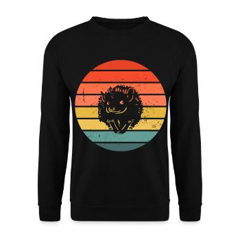 Hedgie Retro Sunset Hedgehog - Unisex Pullover - Schwarz - Vorne - Alina (178cm) & Michal (187cm)