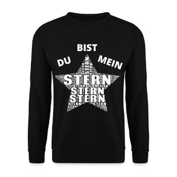 DU BIST MEIN STERN! T-SHIRT Geschenkidee - Unisex Pullover - Schwarz - Vorne - Alina (178cm) & Michal (187cm)