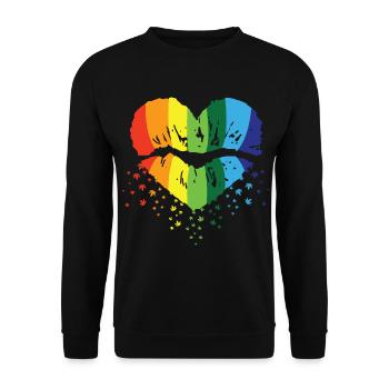 Rainbow LGBT Gay Lesbian T-Shirt - Sweat-shirt Unisexe - noir - Devant - Alina (178cm) & Michal (187cm)
