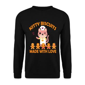 Kitty Biscuits Made With Love - Unisex Pullover - Schwarz - Vorne - Alina (178cm) & Michal (187cm)