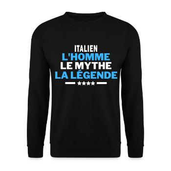 ITALIEN l'homme le mythe la légende - humour - Sweat-shirt Unisexe - noir - Devant - Alina (178cm) & Michal (187cm)