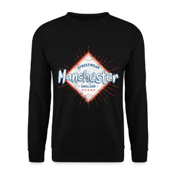 Manchester England UK Stadt Skyline Heimat Liebe - Unisex Pullover - Schwarz - Vorne - Alina (178cm) & Michal (187cm)