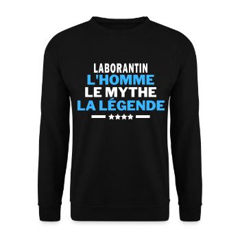 LABORANTIN l'homme le mythe la légende - humour - Sweat-shirt Unisexe - noir - Devant - Alina (178cm) & Michal (187cm)