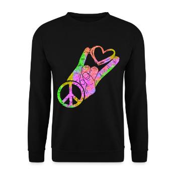 Hippie Peace Peace 60's 70's Love T-Shirt - Unisex Sweatshirt - black - Front - Alina (178cm) & Michal (187cm)