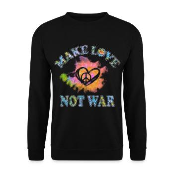 Hippie Frieden Peace 60`s 70`s Liebe T-Shirt - Unisex Pullover - Schwarz - Vorne - Alina (178cm) & Michal (187cm)