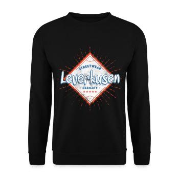 Leverkusen Deutschland Stadt Skyline Heimat Liebe - Unisex Pullover - Schwarz - Vorne - Alina (178cm) & Michal (187cm)