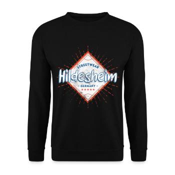 Hildesheim Deutschland Stadt Skyline Heimat Liebe - Unisex Pullover - Schwarz - Vorne - Alina (178cm) & Michal (187cm)