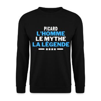 PICARD l'homme le mythe la légende - humour - Sweat-shirt Unisexe - noir - Devant - Alina (178cm) & Michal (187cm)