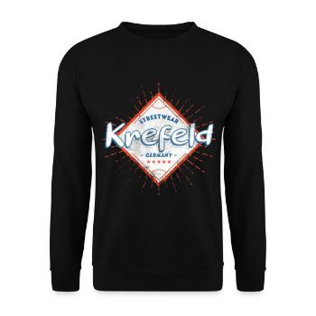 Krefeld Deutschland Stadt Skyline Heimat Liebe - Unisex Pullover - Schwarz - Vorne - Alina (178cm) & Michal (187cm)