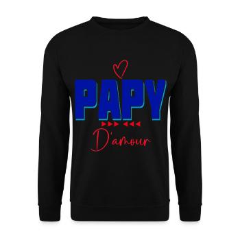 Mon papy d'amour Idée Cadeau Grand-Père - Sweat-shirt Unisexe - noir - Devant - Alina (178cm) & Michal (187cm)